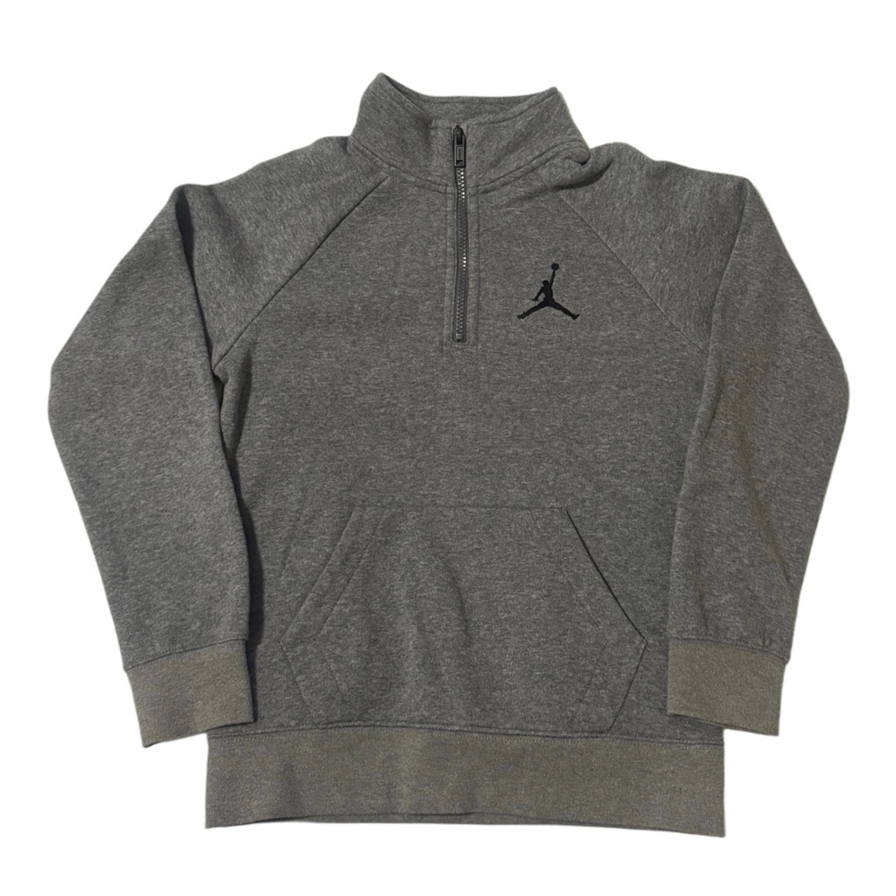 JORDAN Gray Quarter Zip Kids Sweater
